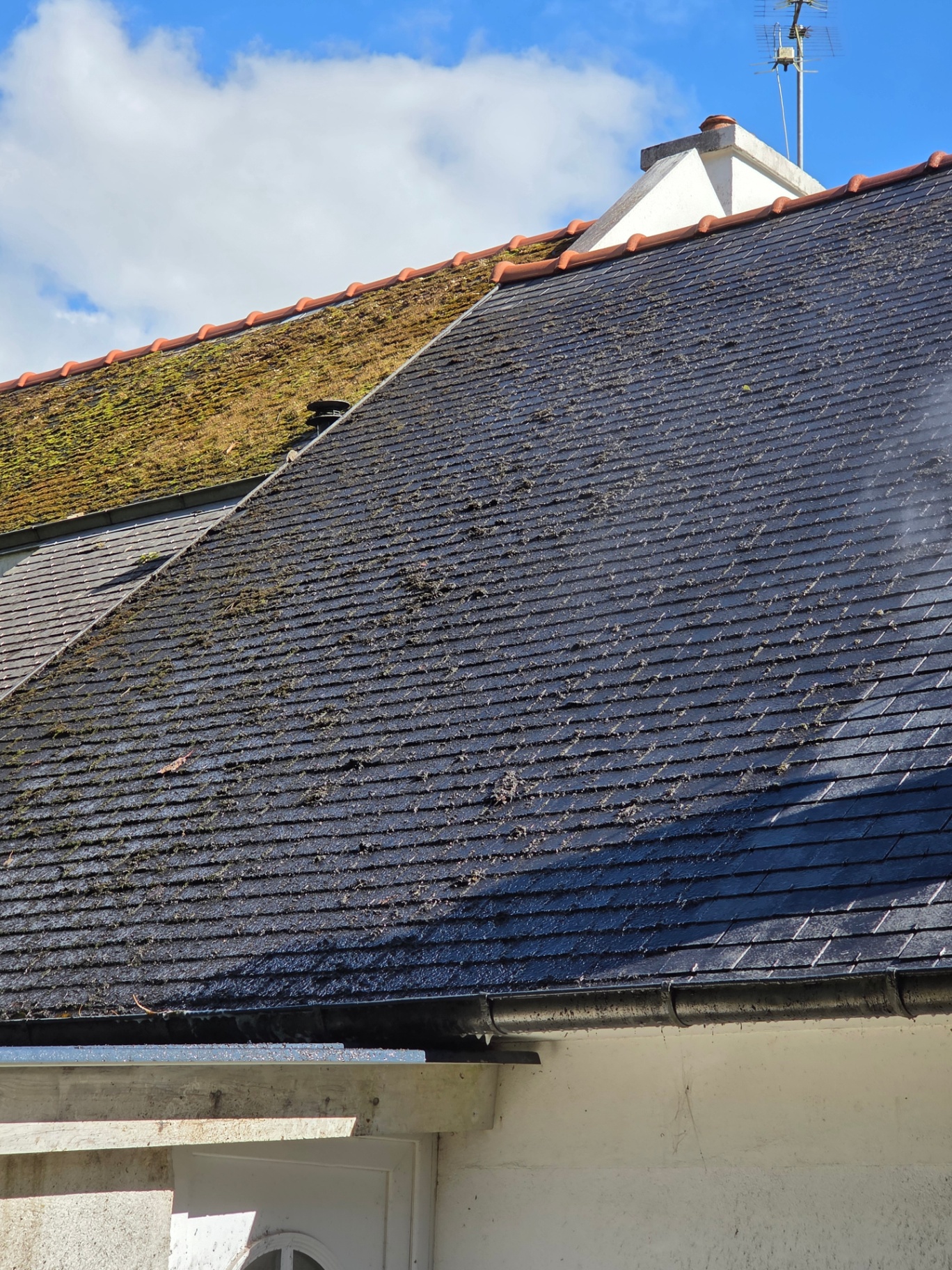 Démoussage toiture ardoise